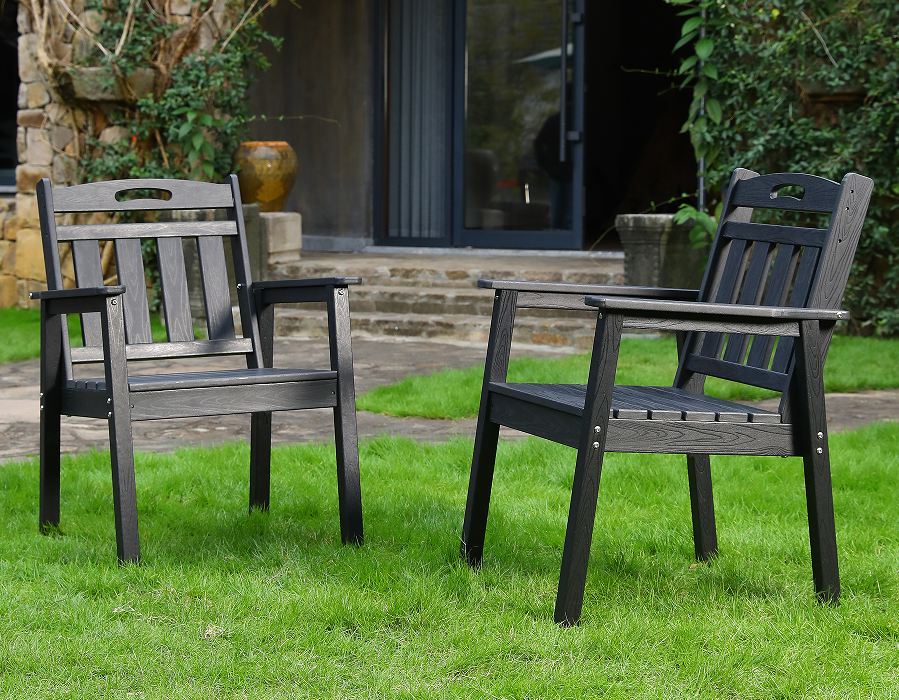 Fekete 2 csomagos álló HDPE Adirondack étkezőszék
