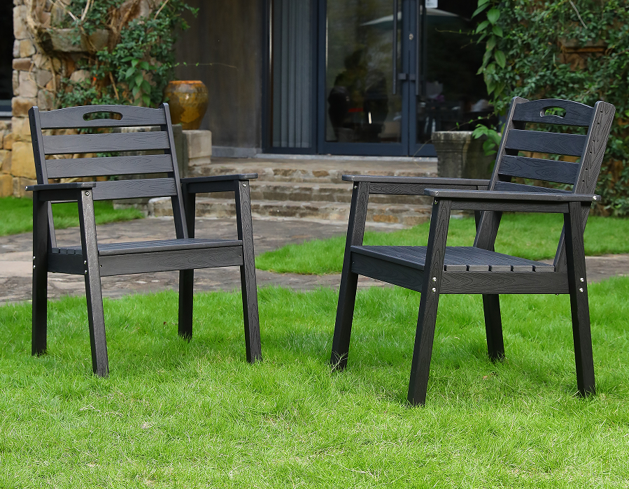 Fekete 2 csomagos kereszt háttámla HDPE Adirondack étkezőszék
