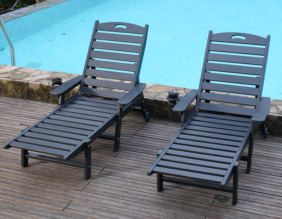 Jet Black 2 csomagos HDPE fekvő Adirondack székkészlet