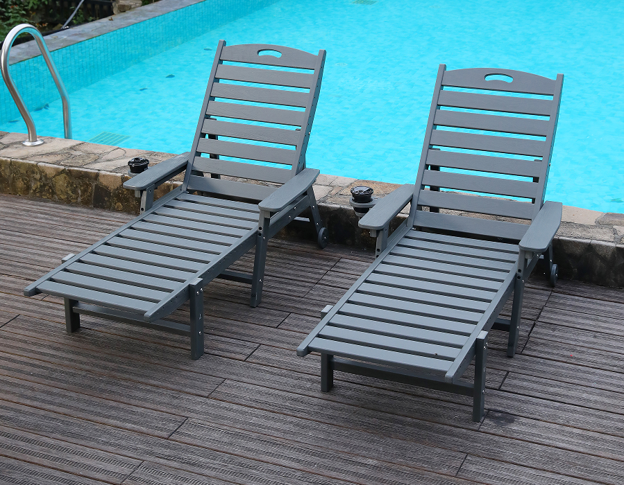 Storm Grey 2 csomagos HDPE fekvő Adirondack Lounge szett